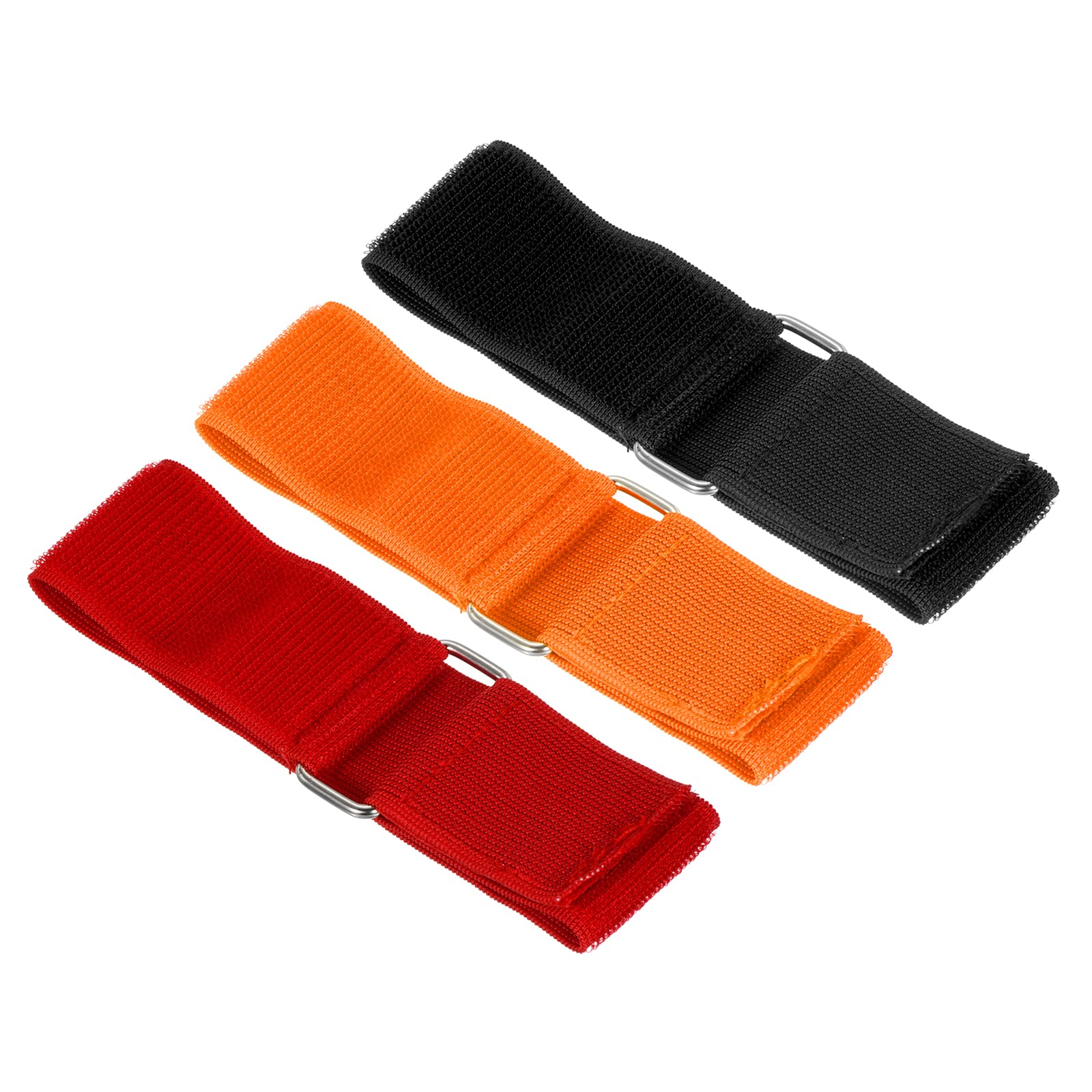 PATIKIL 3 Legged Race Bands, 3 Pack Nylon Elastic Tie for Outdoor Birthday Party Field Day Carnival Relay Game (Black, Orange, Red)