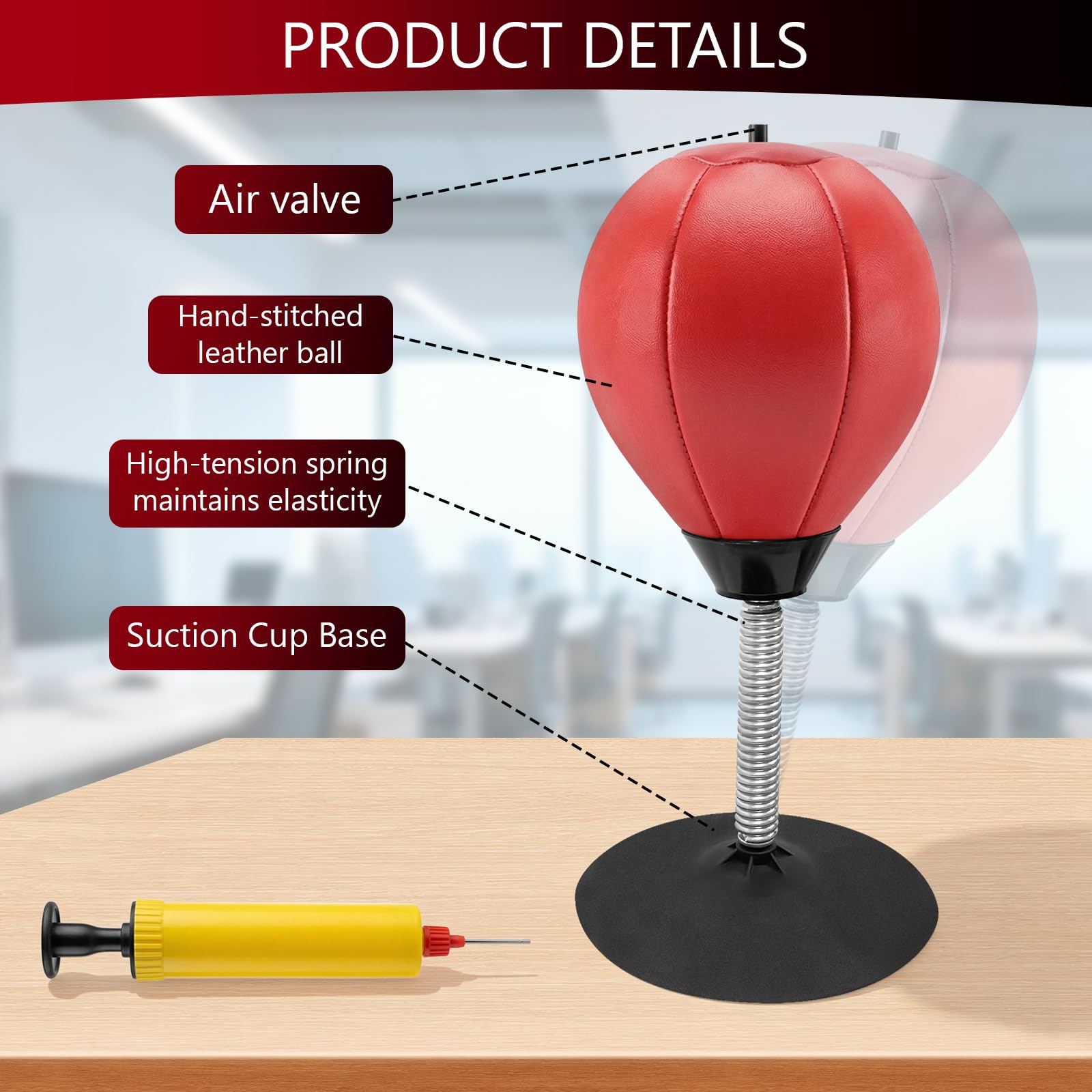 Sacco da Boxe da Tavolo, Punching Ball da Scrivania con Ventosa e Molla, Antistress con Ventosa per Tavolo per Ufficio, Casa