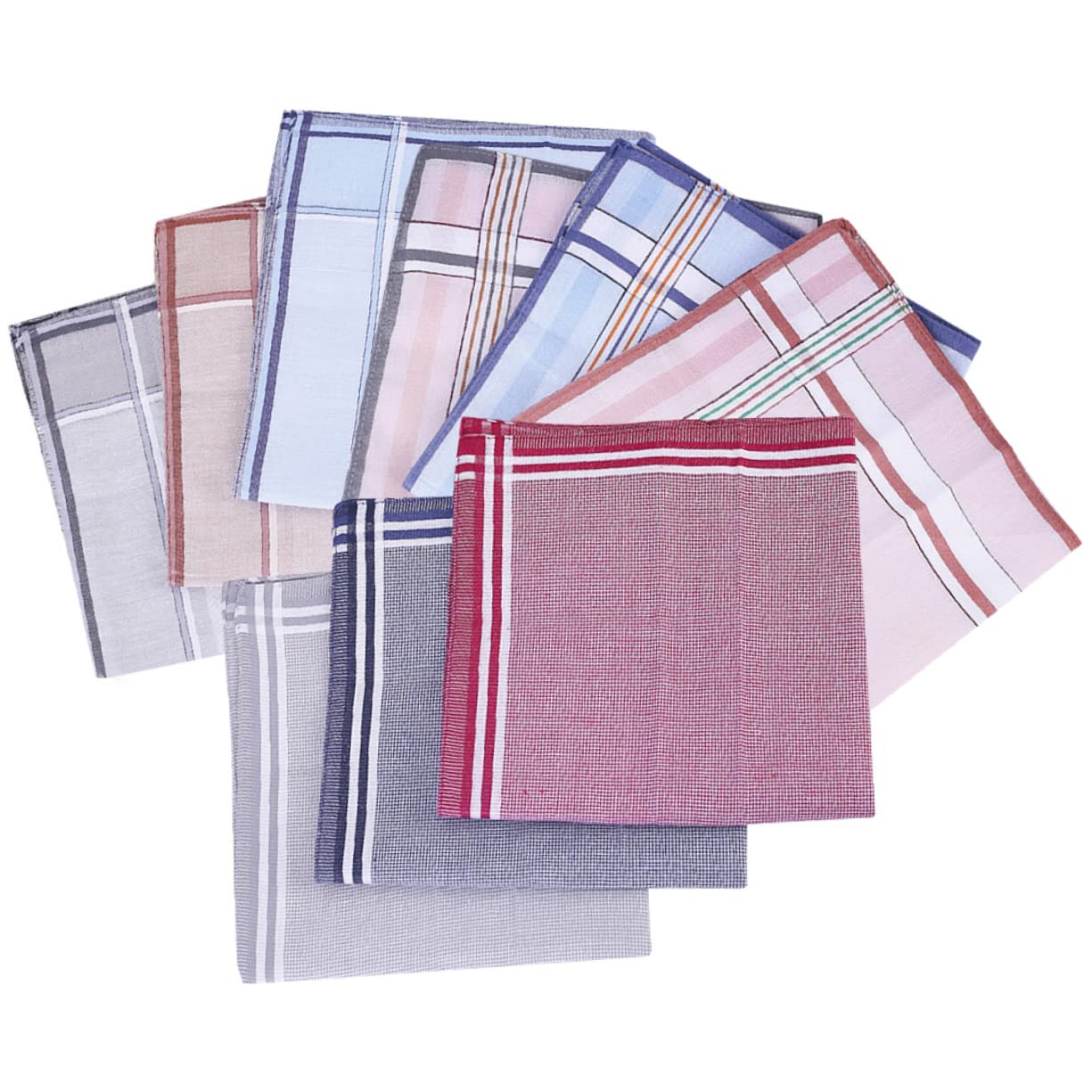 12pcs Men' Cotton Handkerchiefs Classic Square for Sweat Absorbency Mixed Colors Soft Breathable Hand Towels for Everyday Use
