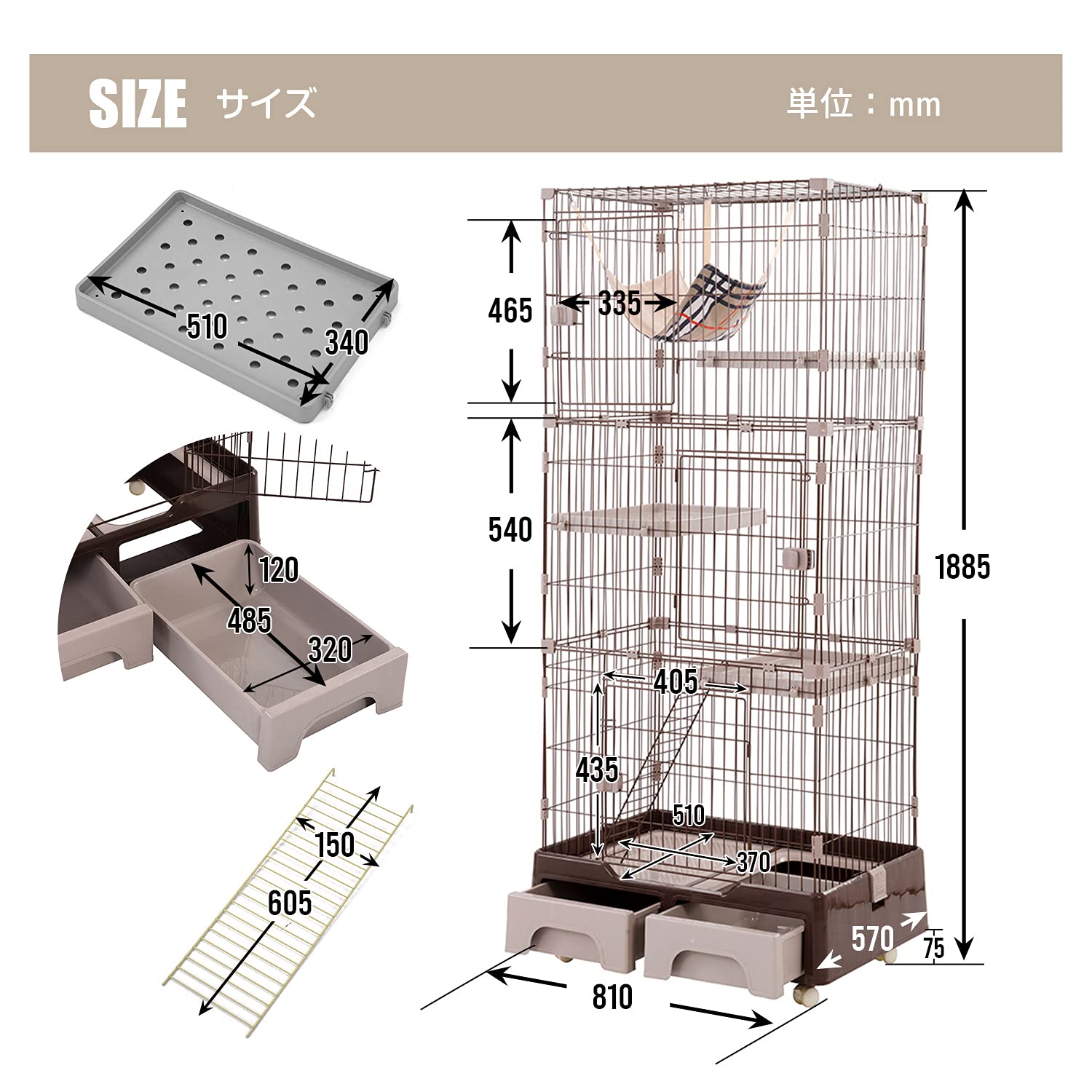 Amazon.co.jp: 猫 ケージ 3段 トイレ付き ハンモック付き キャット