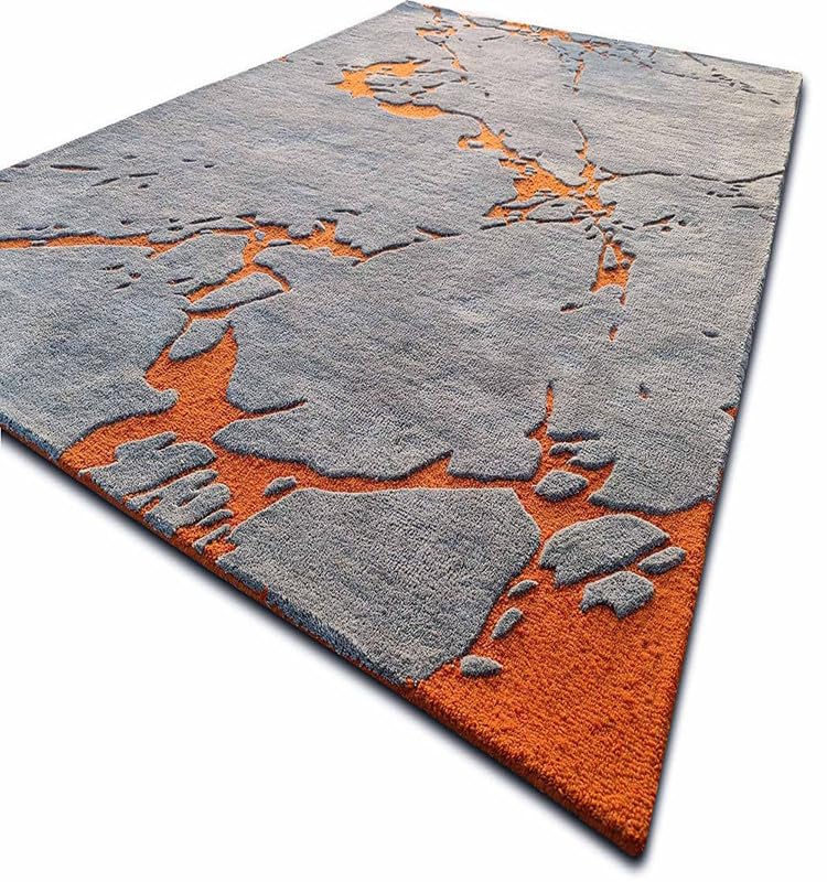 Image of Embossed Handmade GH Wool Thick Geometrical Carpet is a Stylish and Practical Addition to Any Living Room 7X9