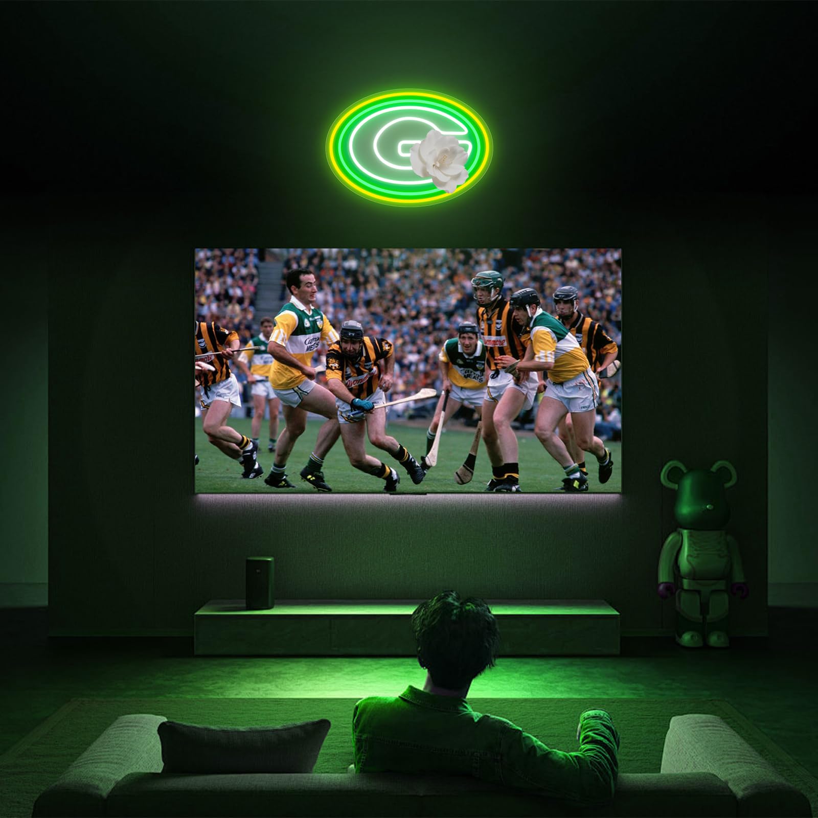 Packers - Letrero de neón de fútbol verde para decoración de pared, luces de neón para letreros de negocios, bar, pub, restaurante, luz LED de neón para tiendas, letreros de cueva de hombre