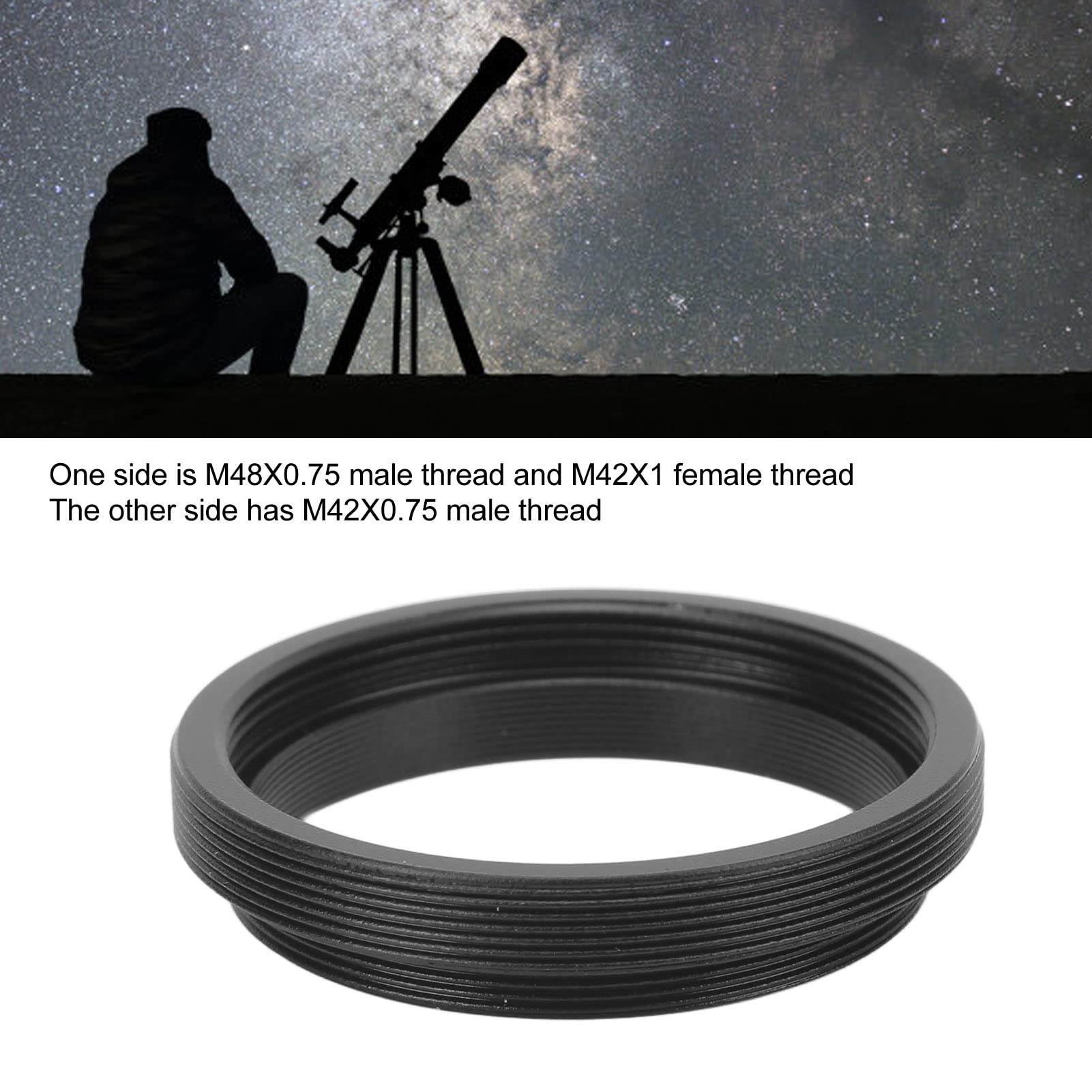 M48x0.75mm Male Thread to M42x0.75mm Female Thread Adapter, Aluminum Alloy Astronomical Telescope Adapter Ring, Astronomical Telescope Accessories