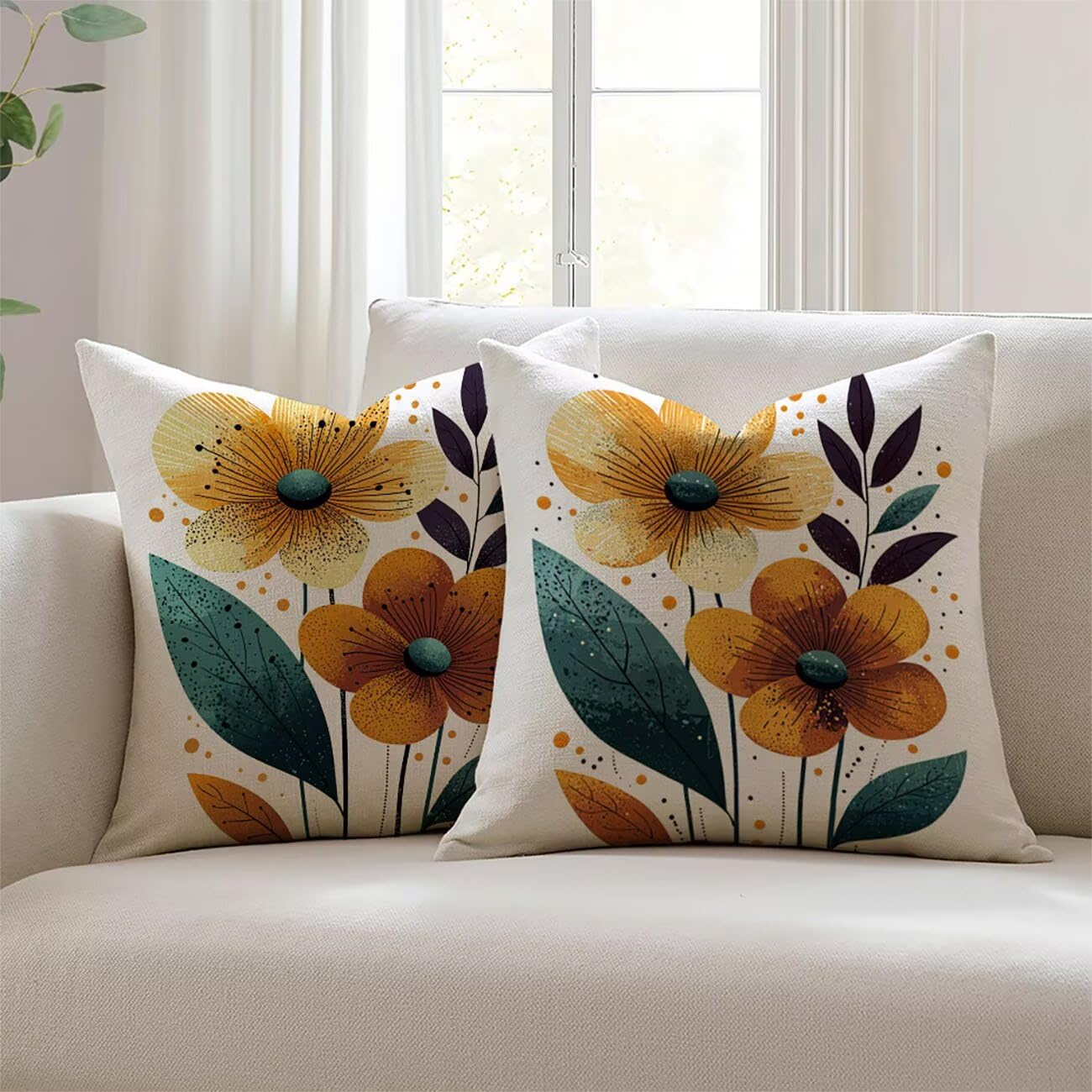 Housse de coussin 24x24 imperméable fleur blanche chic pour salon de jardin