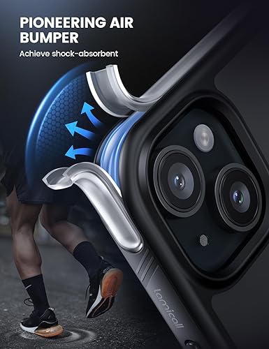 Miniatura 3 de Lamicall Funda magnética para iPhone 15 para MagSafe - protección contra caídas de grado militar de 18 pies Funda con parachoques de aire y bordes