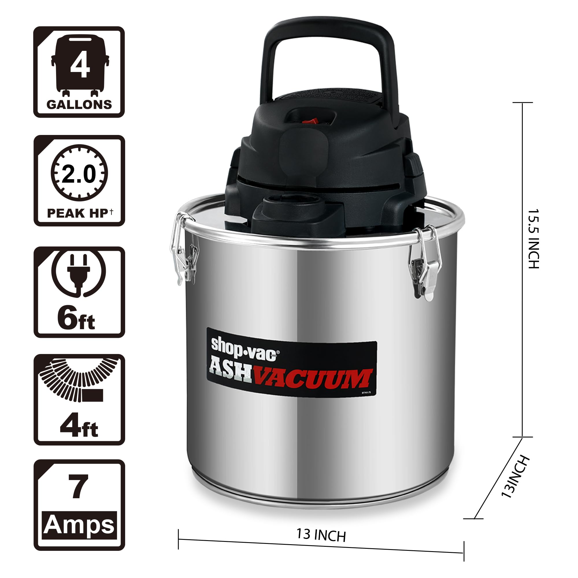 Shop-Vac Aspiradora de cenizas de 4 galones 2.0HP