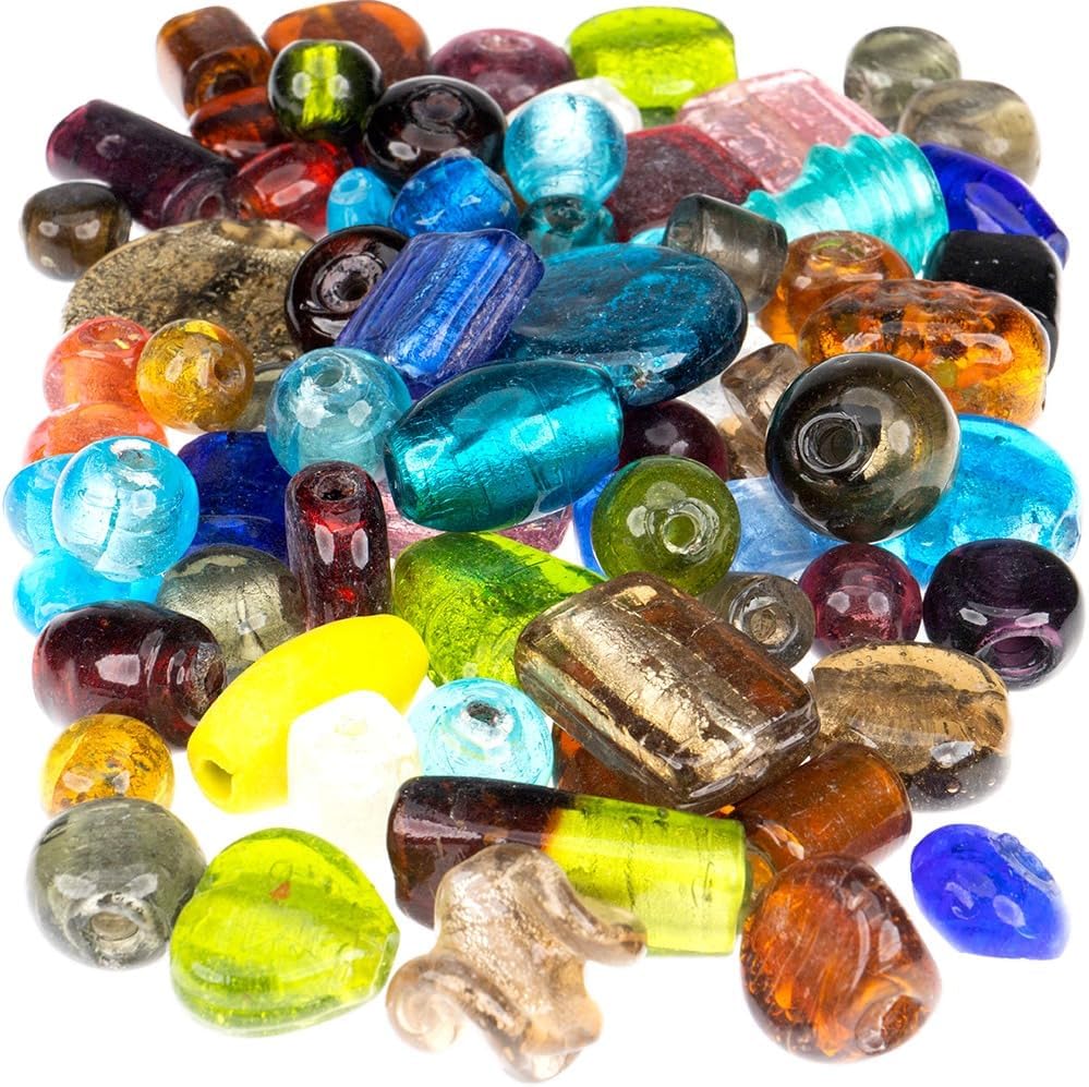 Craft County Glass Bead Mix – 1 LB Bag Glass Oval Beads for Jewelry Making and Crafting – Pastel Color Mix