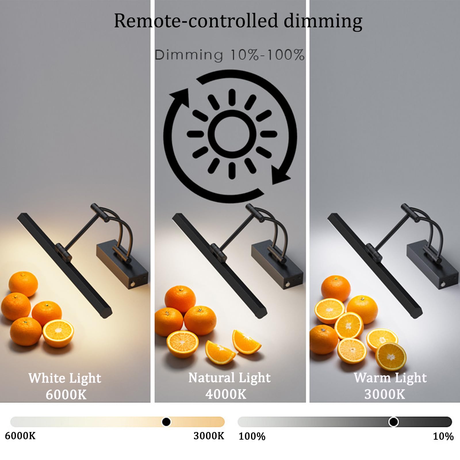 LED Lampada Specchio Bagno Ricaricabile Applique da Parete con Telecomando Dimmerabile Iluminazioni per Pareti Angolo Regolabile per Illuminare Quadri Soggiorno Trucco (Nero 40cm,2 Pezzi)