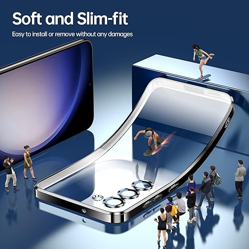 Miniatura 5 de Funda para Samsung Galaxy S23 Plus con protección completa de la cámara, 15X antiamarilleamiento parachoques suave metálico brillante, silicona