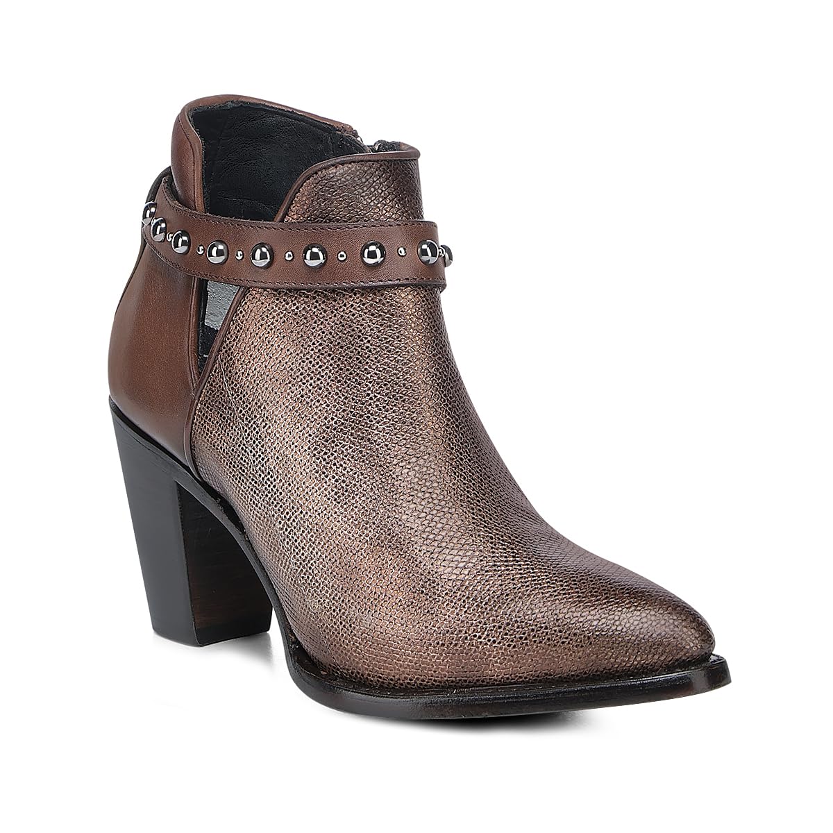 CUADRA Carunga Leather Ankle Boots Brown Studded Bootie 3F0WKA