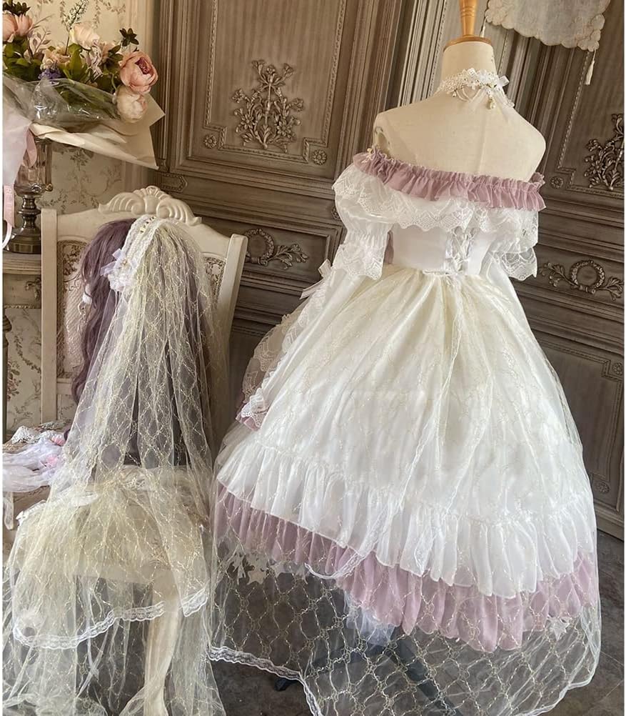 トクとユウ] 花嫁 ワンピース ロリータ服 姫袖 半袖/長袖 森ガール