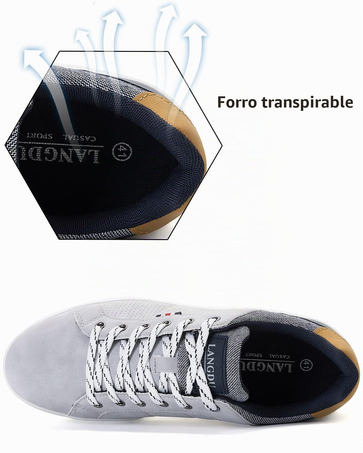 LANGDU Zapatos Hombre Vestir Casual Zapatillas Calzado Deportivas Running Sneakers Corriendo Zapatilla Tamaño41-46EU (41EU,Griscompleto 40)