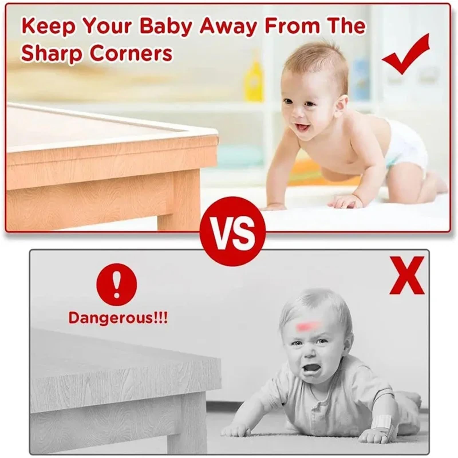 Edge - Protector de mesa para niños, protector de seguridad transparente de PVC, autoadhesivo, antigolpes