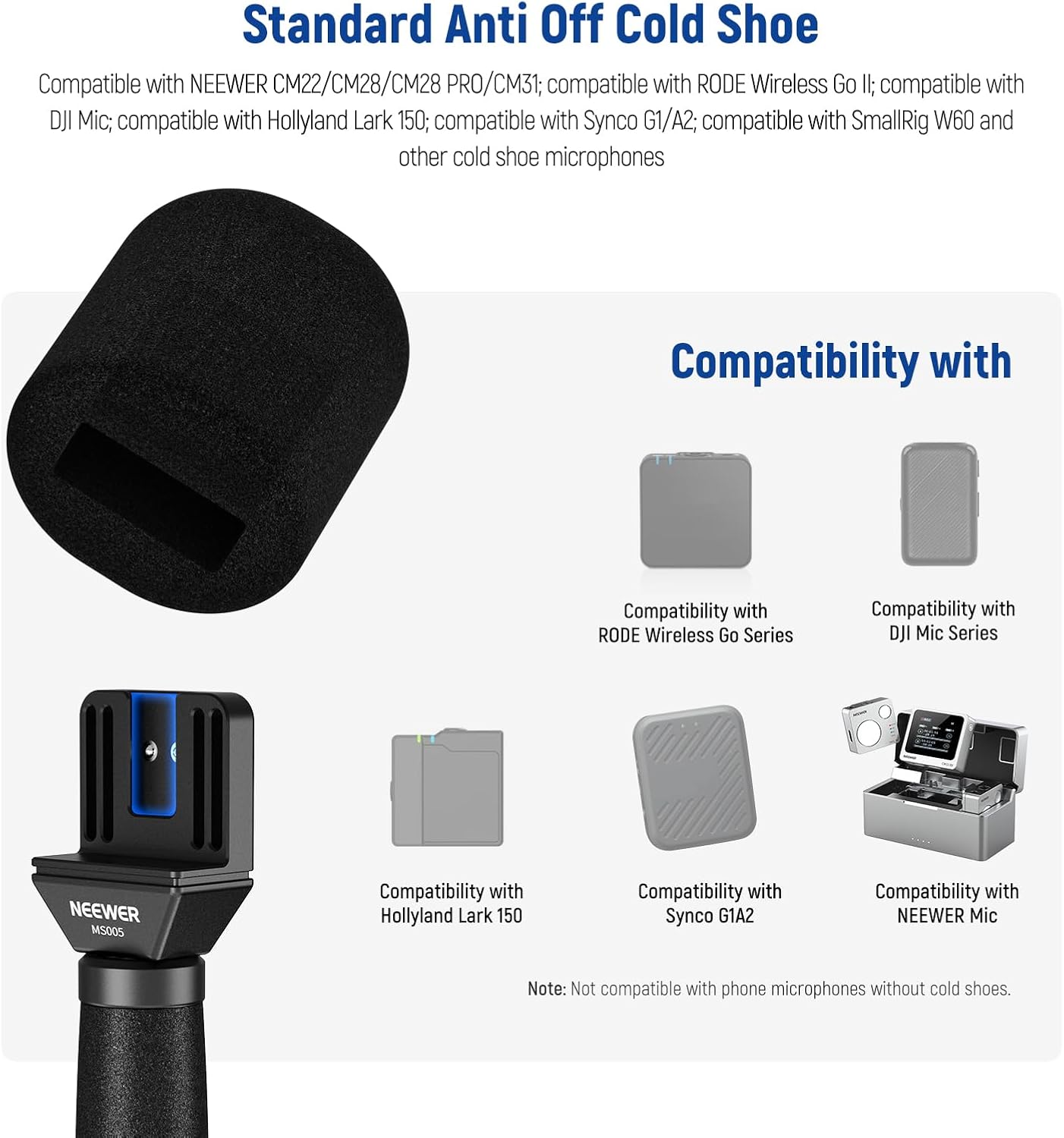 NEEWER 13"/33cm Telescopic Lavalier Microphone Handheld with Anti Off Cold Shoe Foam Windscreen Interview Mic Handle Compatible with Rode Wireless Go II DJI Mic CM31, MS005 - Image 6