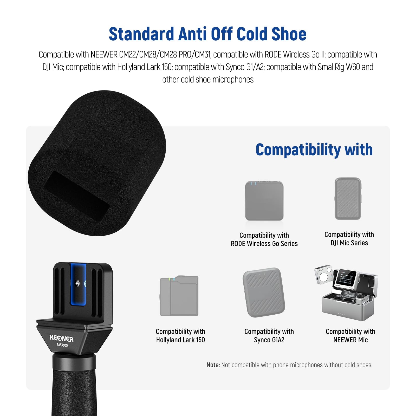 NEEWER Microfono Lavalier Telescopico da 13"/33cm con Parabrezza Anti-Scivolo in Schiuma Anti-Scivolo per Interviste, Compatibile con Rode Wireless Go II DJI Mic CM31, MS005