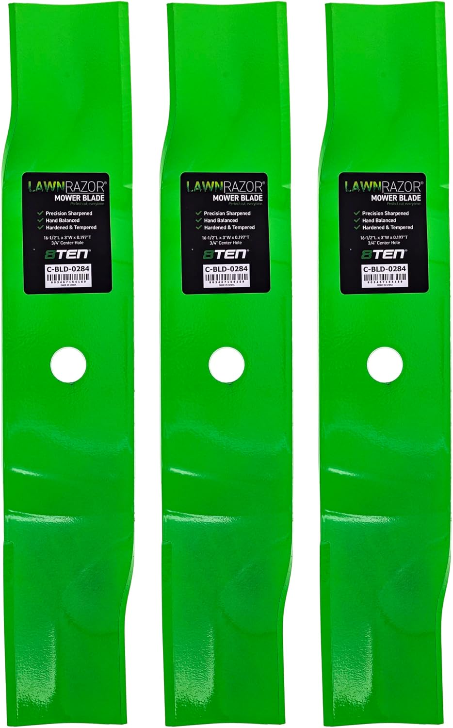 8TEN LawnRAZOR Blade Set for Cub Cadet Z-Force 48 Inch Deck 01004772 (High Lift) 3 Pack