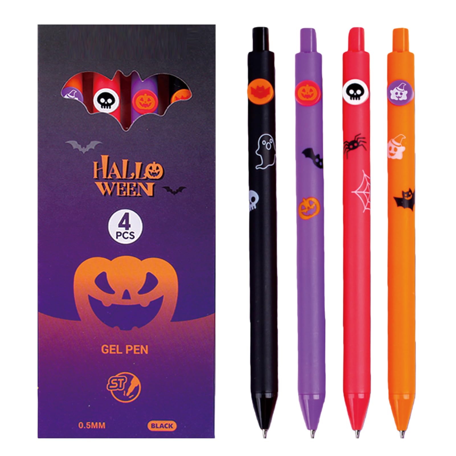 4 Pcs Cute Gel Ink Pens Halloween Retractable Pens Funny Cartoon Pen 0 5mm Smooth Writing Pen for