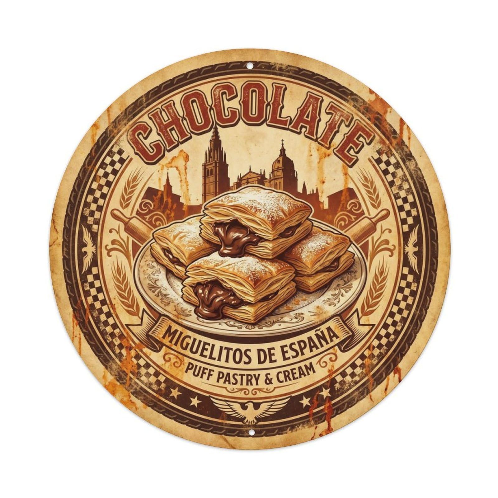 Olyhtr 8X8inch Classic Style Chocolate Iberian Cocoa Shop Food Culture Classic Cafe Metal Tin Sign