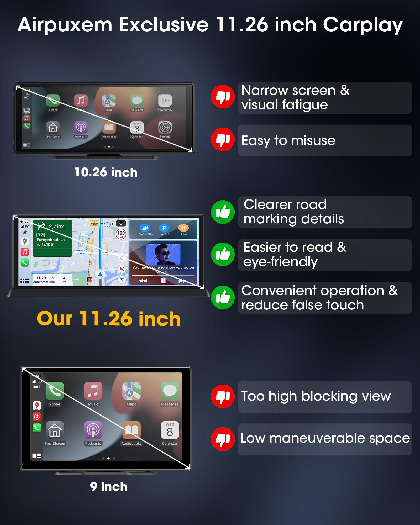 Hikity Portable Autoradio sans Fil CarPlay Android Auto, 7 Pouces écran Hikity Portable Autoradio sans Fil CarPlay Android Auto, 7 Pouces écran