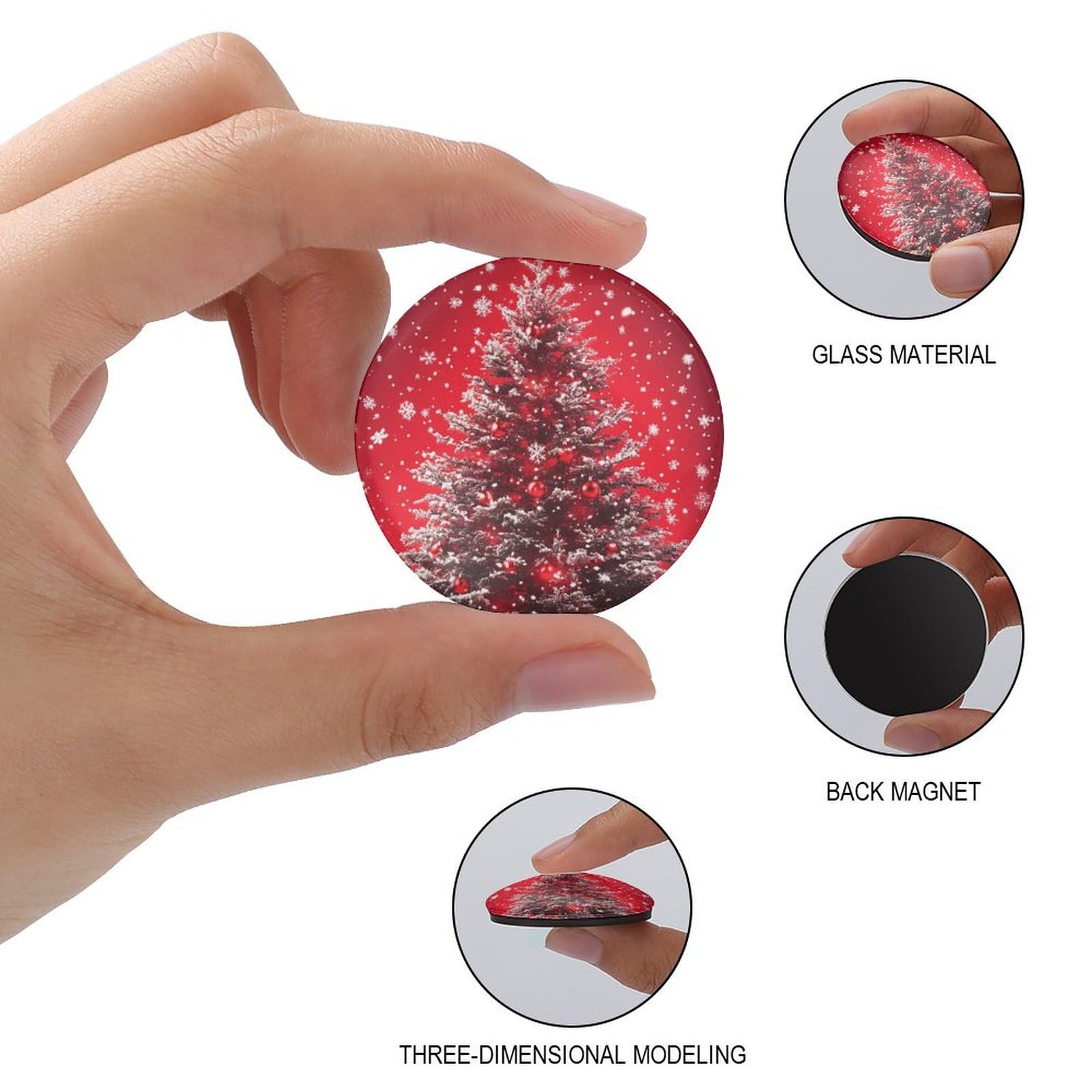 Christmas Tree with Snowflakes Funny Glass Refrigerator Sticker Small Fridge Sticker Decoration for Kitchen Cabinet 1/2/4 PCS