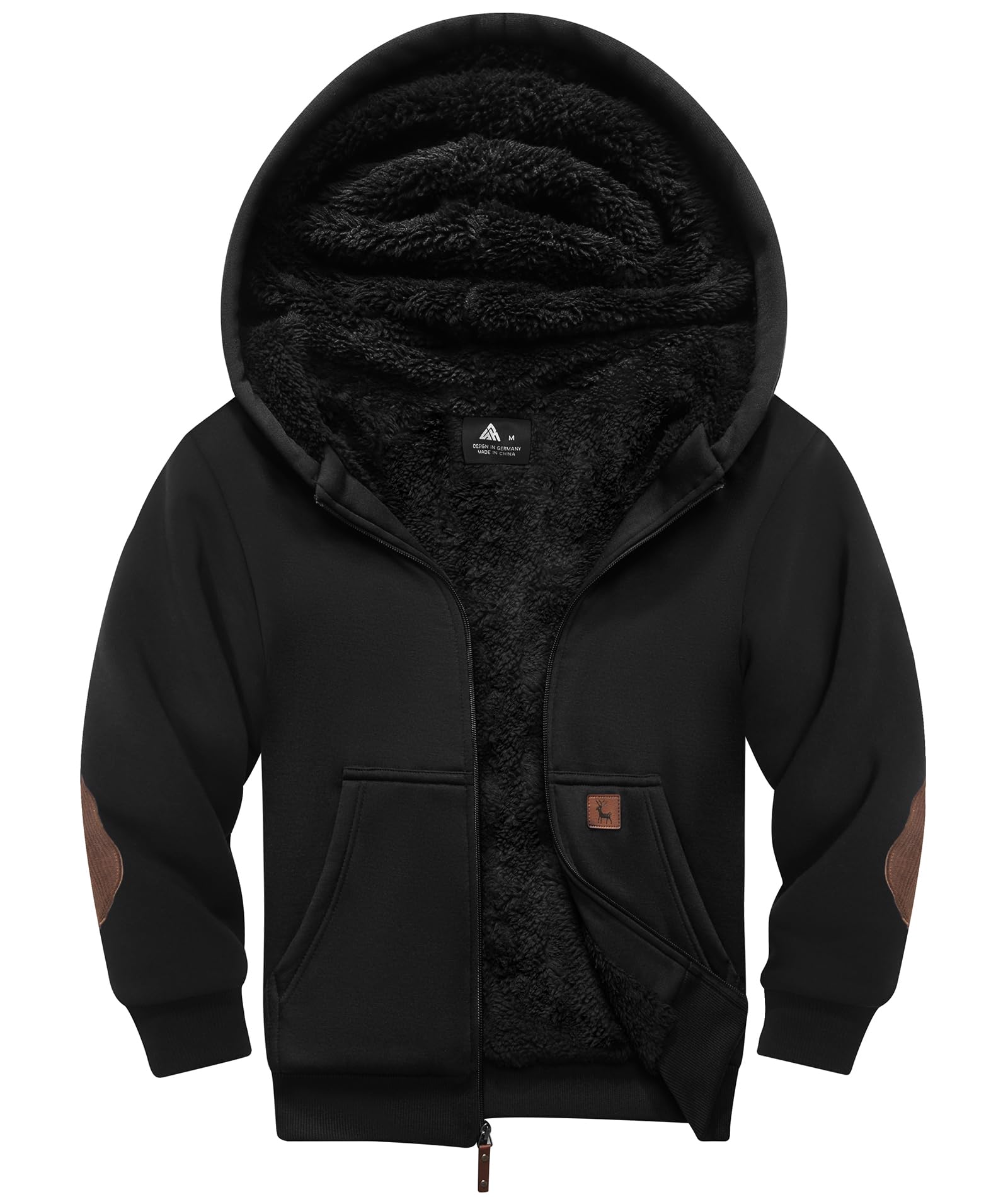 JACKETOWN Niños Sudadera Pullover con Capucha Sherpa Forrada Cremallera Completa Chaqueta Deportiva de Invierno con Capucha Cardigan