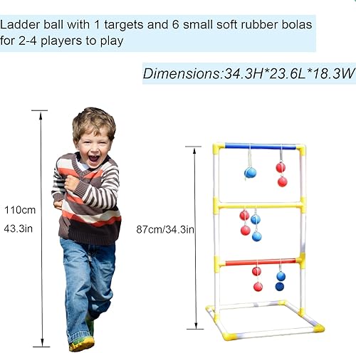 Miniatura 3 de TUOKING Juego de escalera de lanzamiento de pelota de golf, juego de escalera de golf para interiores y exteriores, con 6 bolas de bolos, juego de