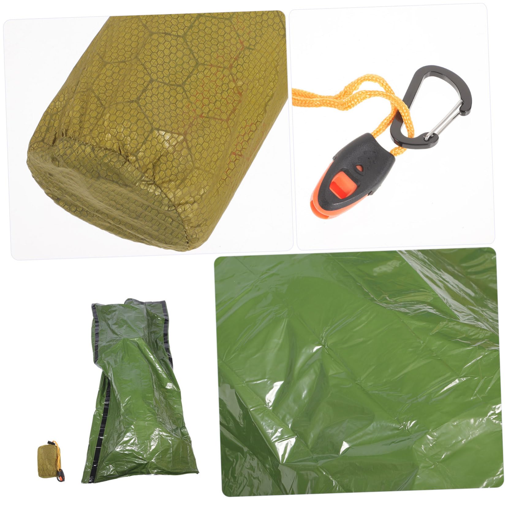 Toyvian PEDE ALLUMINUME PE Campo per Il Campeggio Sacco a Pelo Termico Leggero Campo in Camping Sacchi a Pelo di Sopravvivenza Sacco a Pelo Leggero PE Pellicola di Alluminio Verde