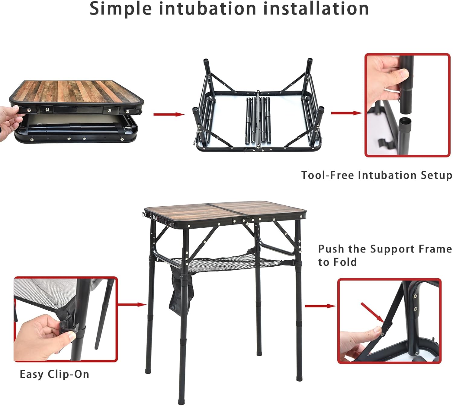 Mini Folding Camping Table - 2ft RV Space-Saving Table& Kids Toy/Learning Desk, Anti-Stain Desktop for Outdoor Glamping/Picnic/Patio & Indoor Decor (Retro Wooden-Grained)