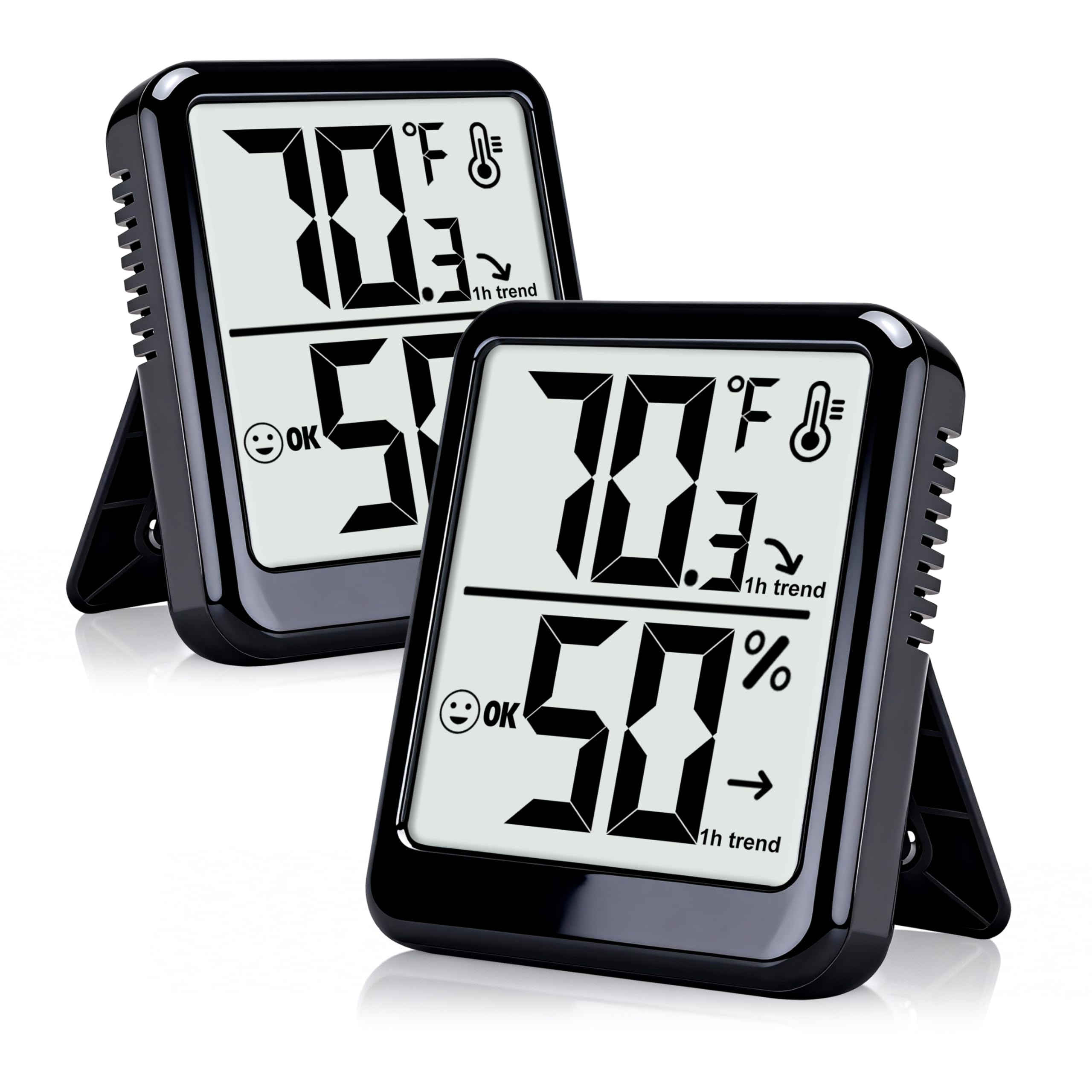Paquete de 2 termómetros de habitación higrómetro de interior para el hogar, medidor de humedad de temperatura, medidor de humedad, sensor digital de monitor de temperatura ambiente para bebé
