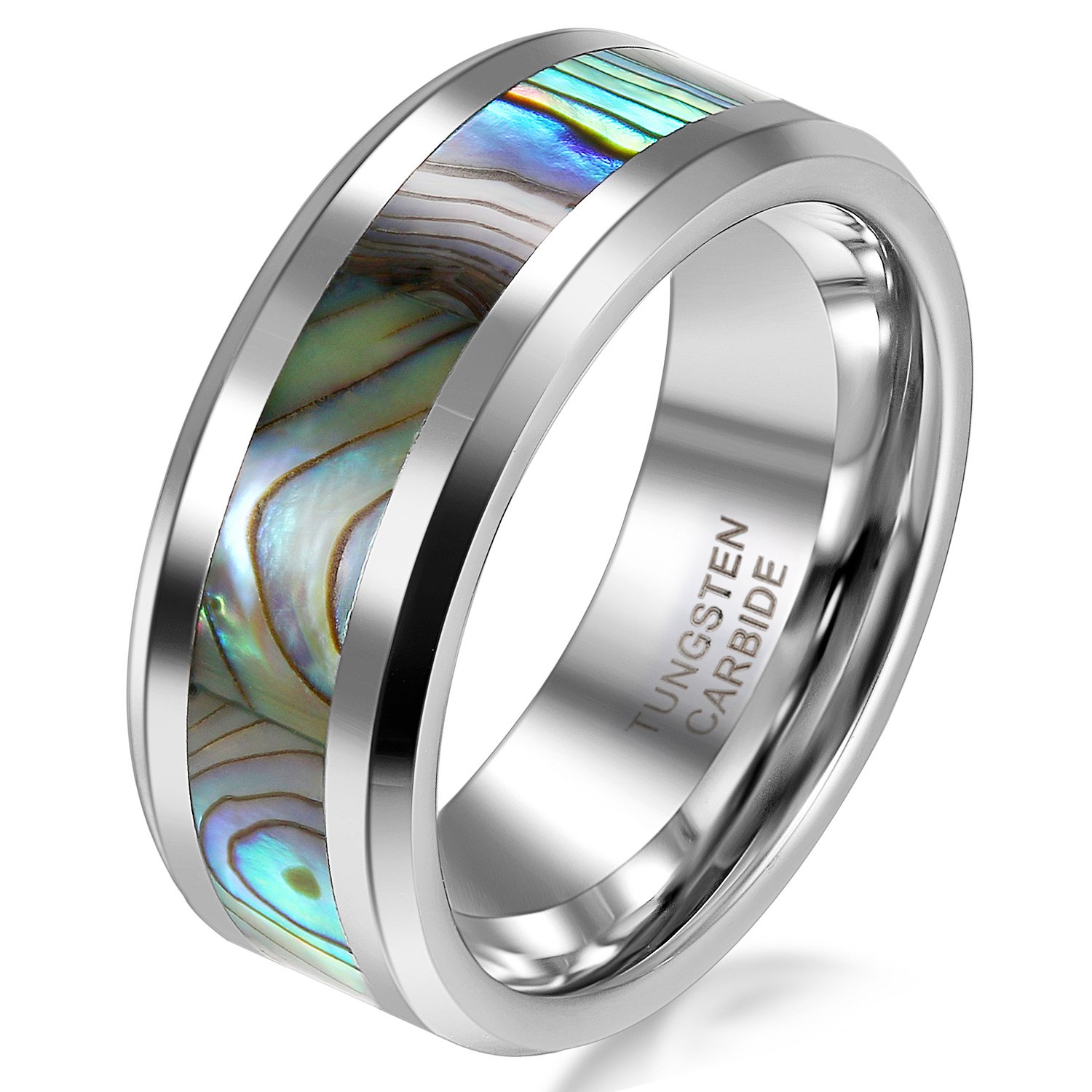 JewelryWe Hombre tungsteno abulón