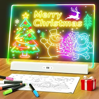 LED Note Board with Colors, Rechargeable 17-Inch Doodle Glow 9-Mode Ligh...