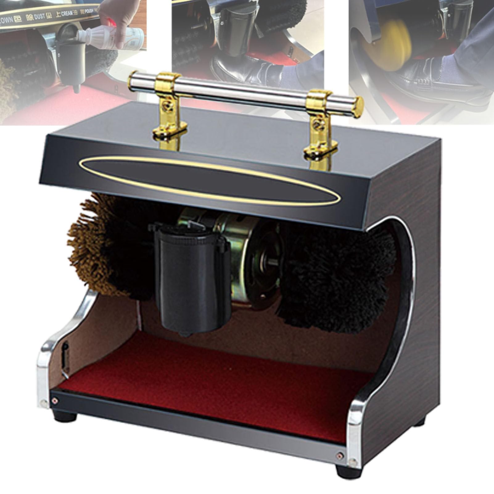 Lucidatrice elettrica per scarpe, completamente automatica, per rimuovere la polvere, ideale per casa, hotel e ufficio, con doppia spazzola combinata
