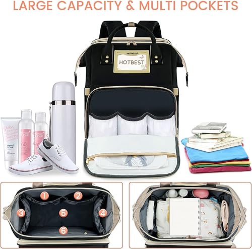 Miniatura 2 de Mochila de pañales para bebé, calentador de botellas con aislamiento para recién nacidos, regalos de baby shower, bolsas de pañales portátiles para