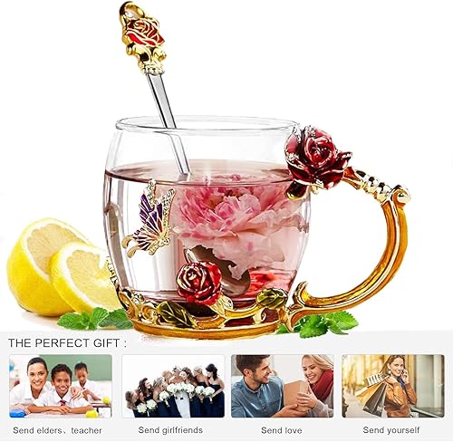 Miniatura 2 de Tazas de café de cristal sin plomo, hechas a mano, sin plomo, con juego de cuchara, regalos únicos para cumpleaños, día de la madre, ideas para