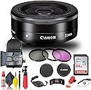 Canon EF-M 22mm f/2 STM Lens (5985B002) + Filter Kit + Backpack + 64GB Card + Card Reader + Flex Tripod + Memory Wallet + Cap Keeper + Cleaning Kit + Hand Strap + More (Renewed)
