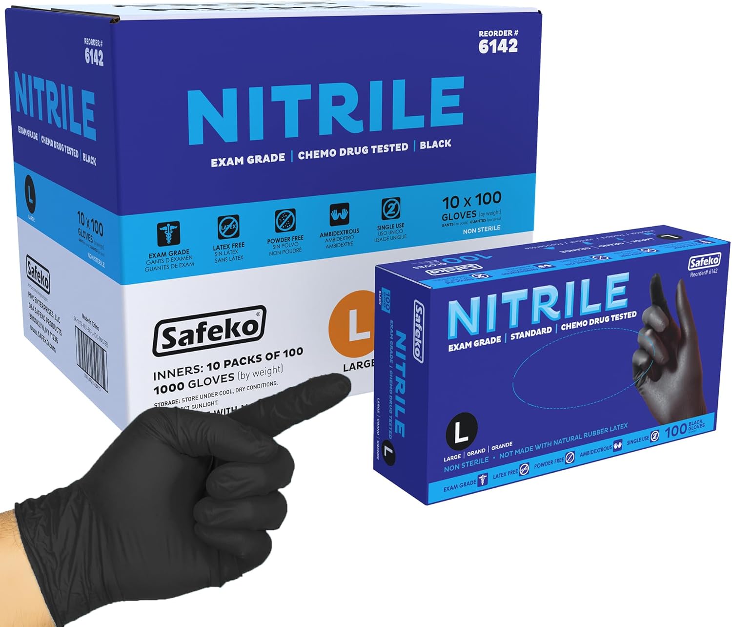 Nitrile Exam Gloves, Latex-Free Powder-Free Non-Sterile Disposable Gloves, For Medical, Cleaning, And Kitchen Prep