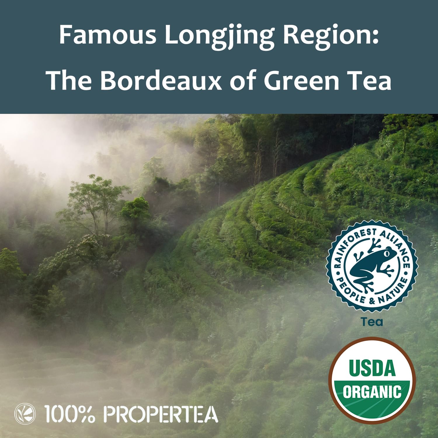 100% Propertea Organic Green Tea Bags,100 Count, Individually Wrapped, Rich in AntioxidantsHot or Iced,Unsweetened,Caffeinated,Deep Taste