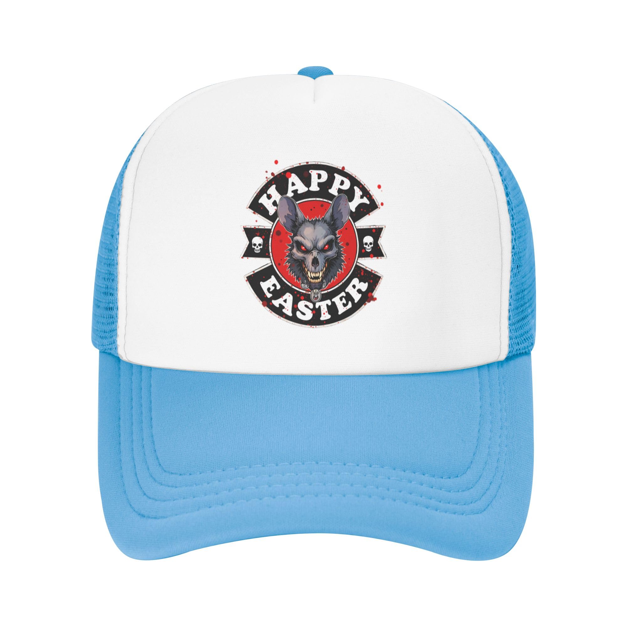 Greenchant Happy Easter Trucker Hat Easter Funny Gags Kids Hats for Boys Girls Adjustable Snapback Mesh Baseball Cap - Sky Blue