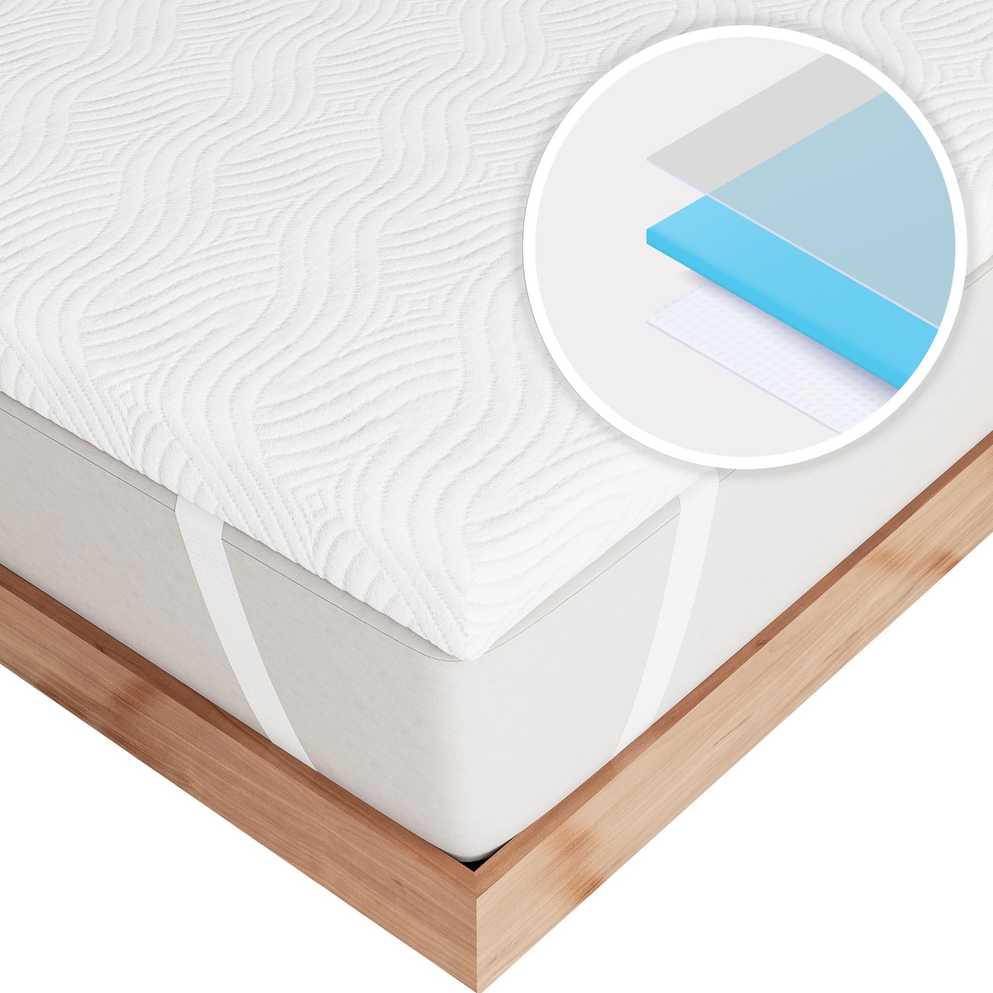 Degrees of Comfort 2 Inch Thick Memory Foam Mattress Topper Double Bed Soft Bamboo Cover f...