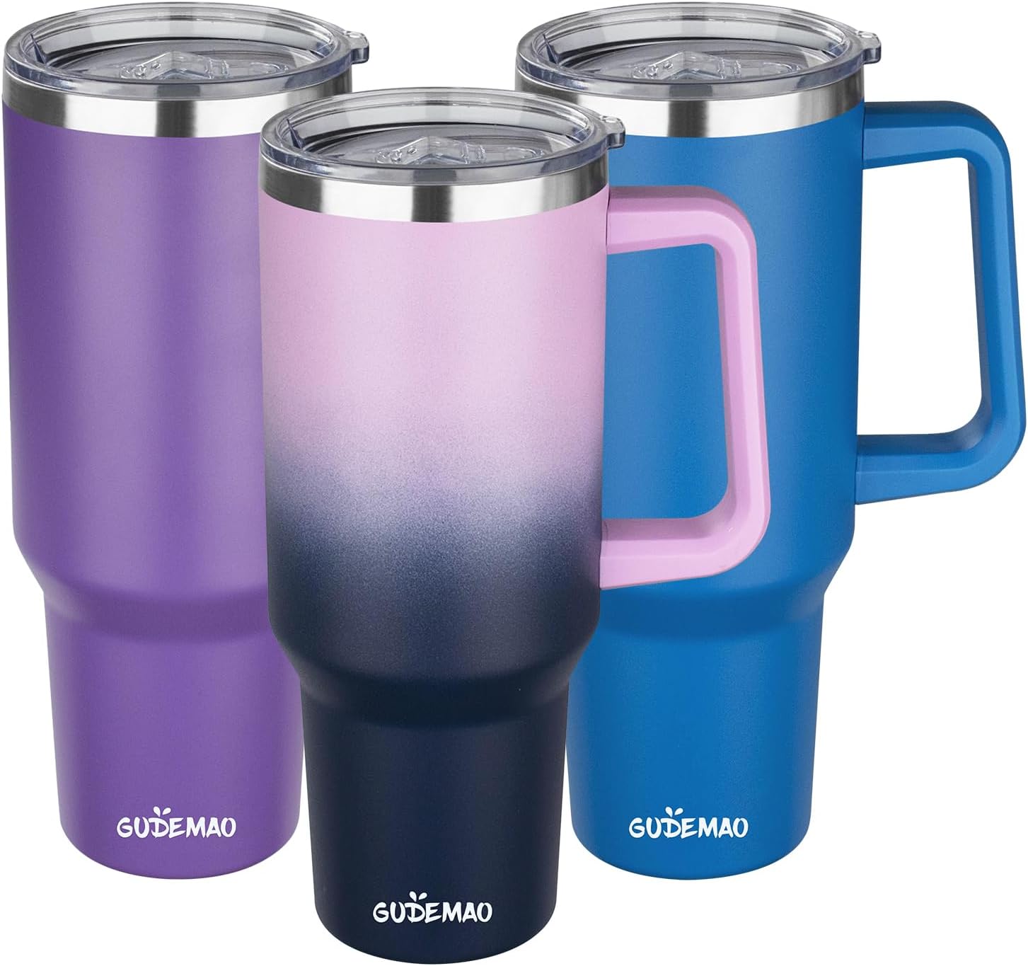 40 oz Insulated Coffee Mug with Ceramic Coating, Stainless Steel Travel Mug Tumbler with Handle Lid and Straw, Double Wall Leak-Proof Coffee Travel Mug Keeps Drink Hot and Cold (Purple Navy) - Image 8