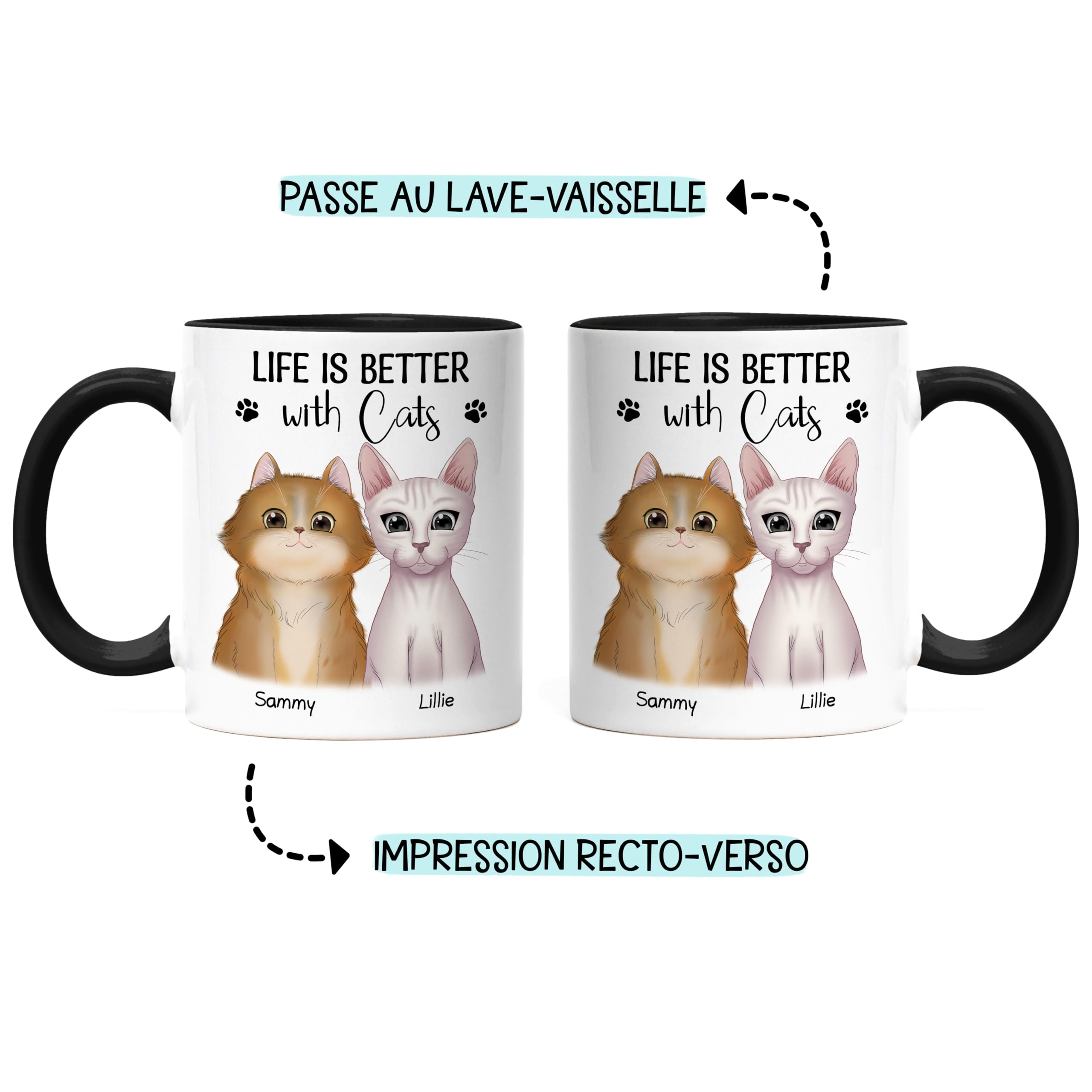 Personalisiertes Katzenpapa Tasse Mit Namen – Keramik, 0,3 Liter, Spülmaschinenfest
