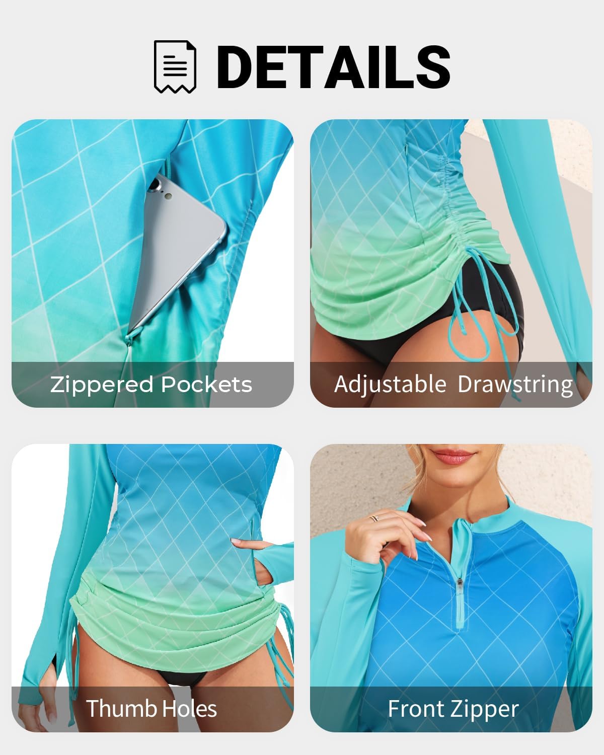 Daci Women Rash Guard Swim Shirt Long Sleeve Swimsuit UPF 50 Without Shorts Bathing Suits - Image 4