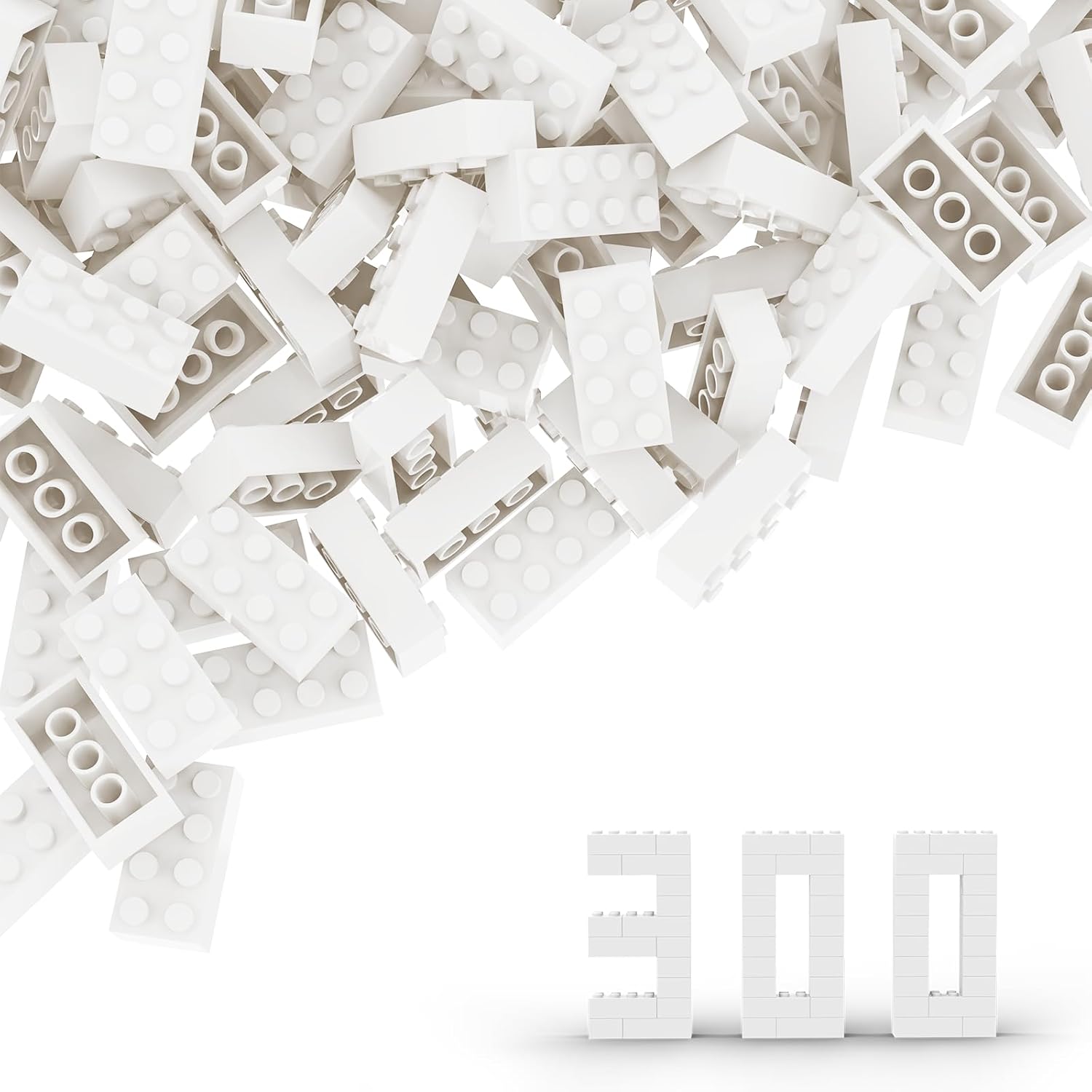 Classic Bulk Brick Block 2x4, 100 Piece Building Brick White, Compatible with Parts and Pieces 3001, Creative Play Set - Compatible with Major Brands(Colour:White)