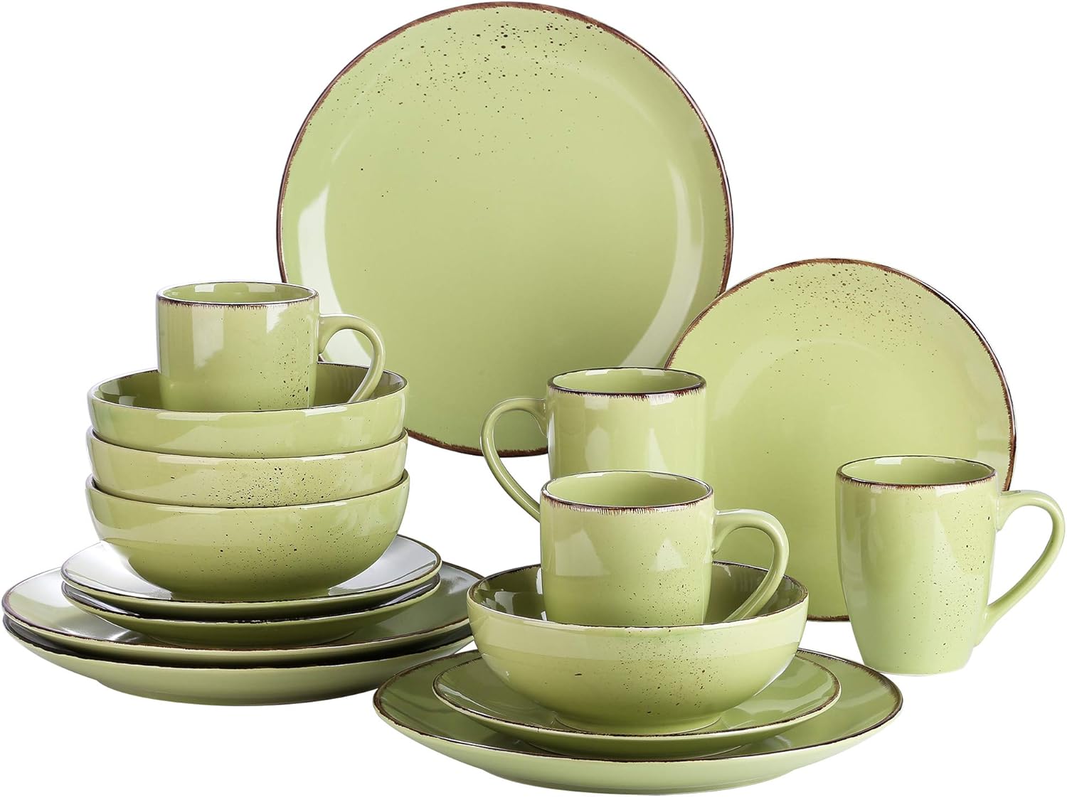 vancasso Navia Prato Dinner Set, Stoneware Vintage Look Grass Green