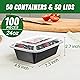 Dealusy 50 Pack (100-Piece) 24 oz Meal Prep Containers Reusable with Lids, Sturdy Leakproof & Food Safe, Microwave, Freezer, Dishwasher Safe Prep Containers, To Go Take Out Plastic Food Storage Product Image 2