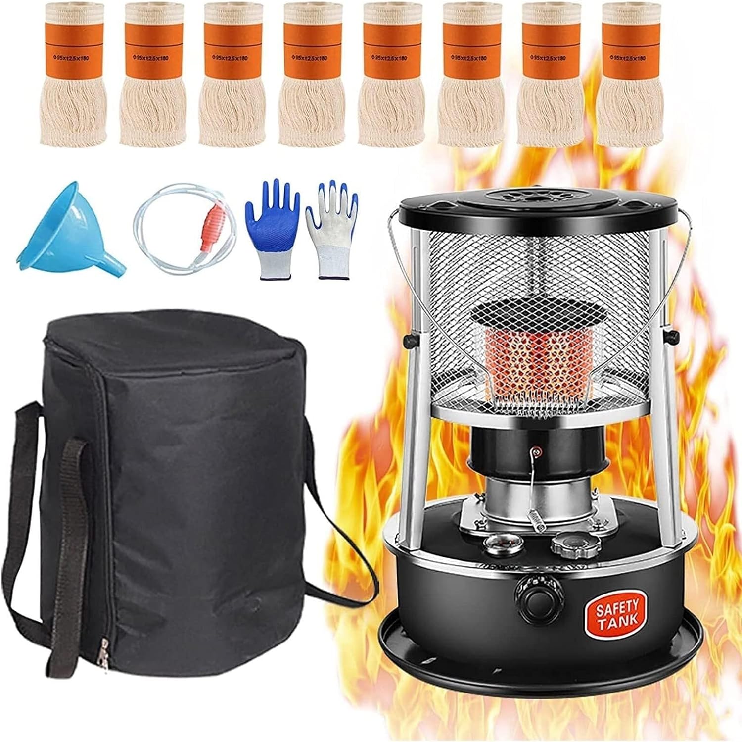 Kerosene Heater Indoor,Portable Kerosene Stove Heaters,4.5 L Indoor Heater Non Electric with Glass Chimney,Adjustable Height Kerosene Stove,with Storage Bag and Accessories