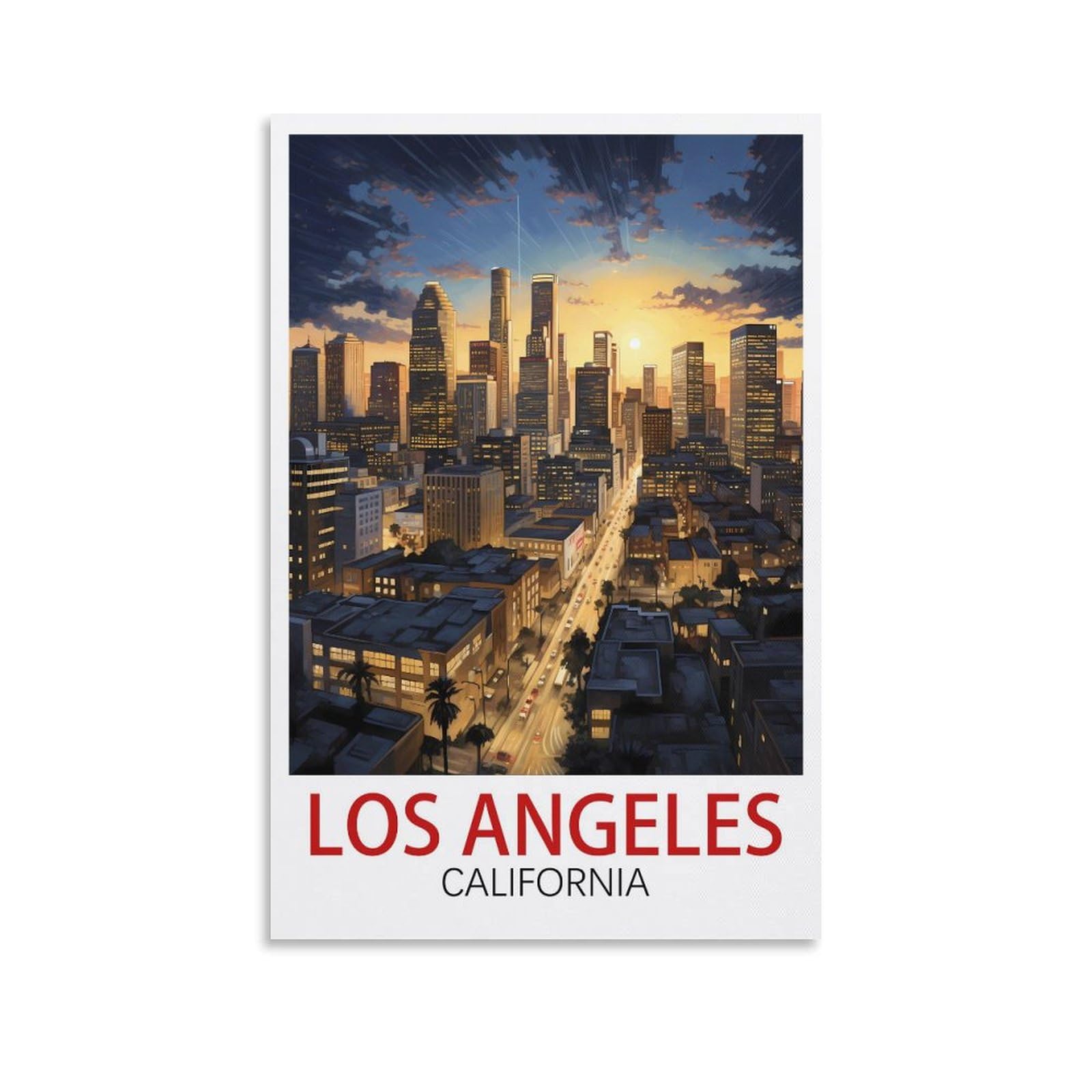 EZMLFA 5D DIY Diamond Painting Kit,Los Angeles California Diamond Art Kits for Beginner,Gem Art Kits Round Drill for Home Wall Decor Gifts 40x50cm