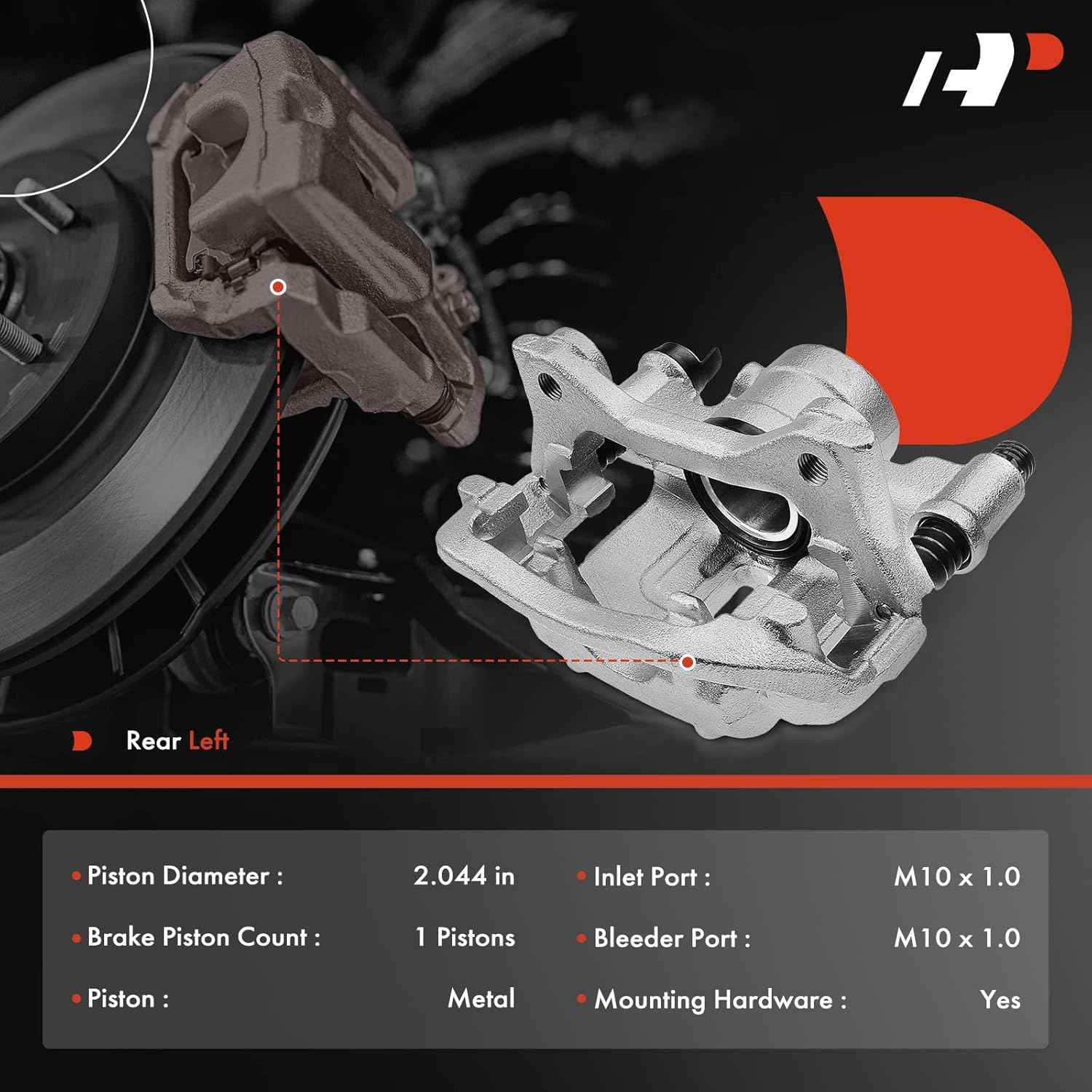 A-Premium Disc Brake Caliper Assembly with Bracket Compatible with Select Ram Models - ProMaster 1500/ ProMaster 2500/ProMaster 3500 2014-2020 - Rear Left Driver Side