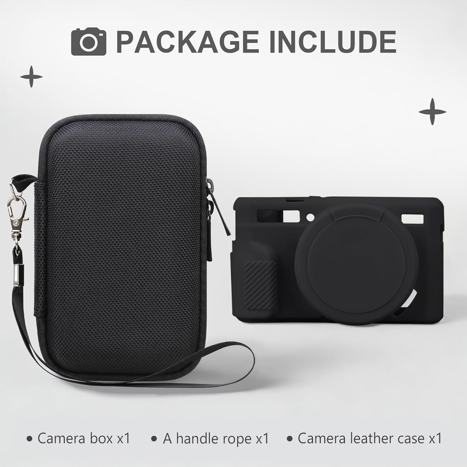 BOVKE Hard Case + Silicone Cover for Canon PowerShot G7 X Mark II Digital Camera, Shockproof EVA Storage Bag with Soft Silicone Protective Case, Removable Lens Cover, Wrist Strap, Black