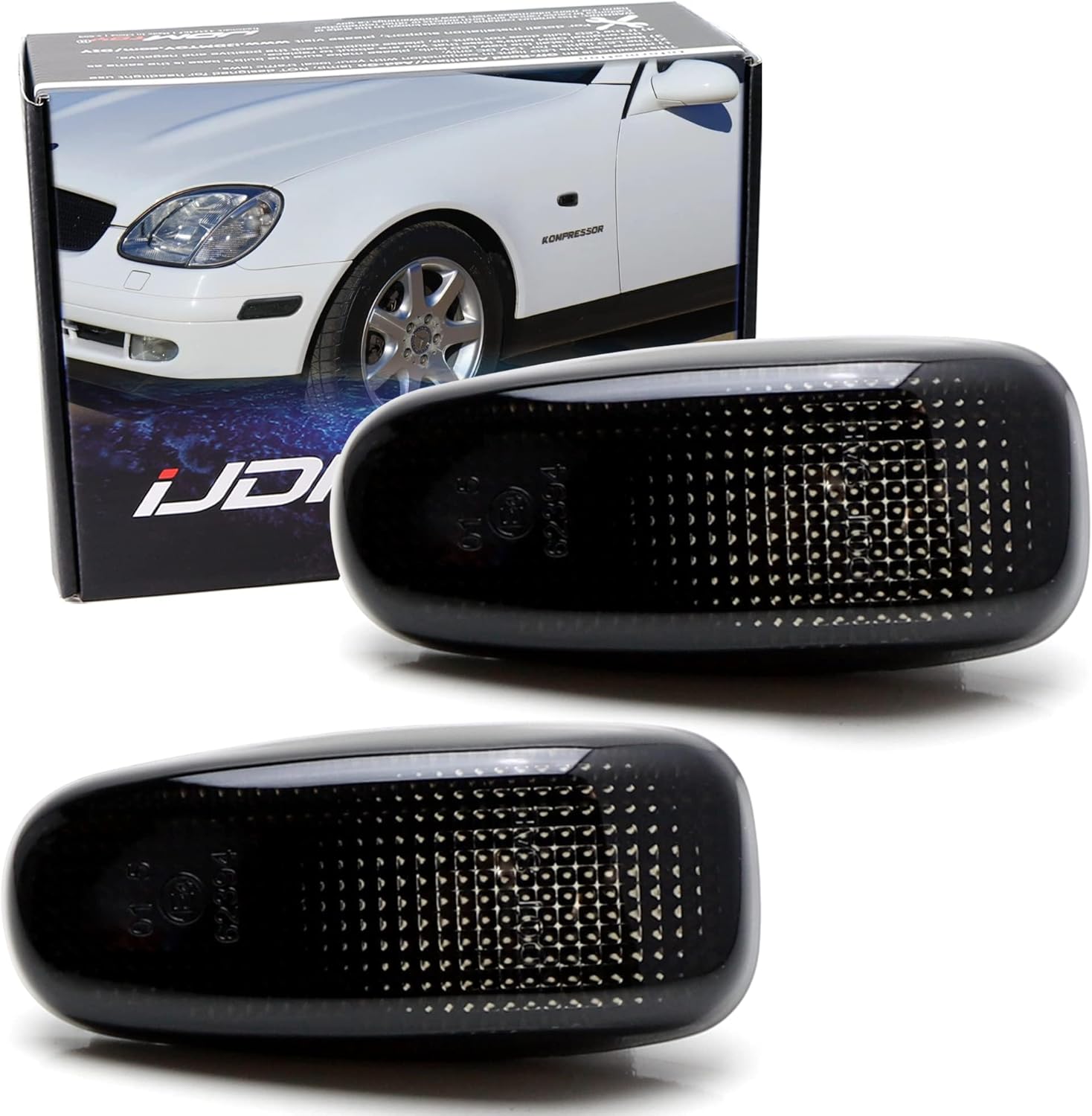 iJDMTOY Clear Lens Fender Blinker Side Marker Light Housings, Compatible With Mercedes CLK SLK Class, Compatible With Dodge Sprinter, Replace OEM Amber Sidemarker
